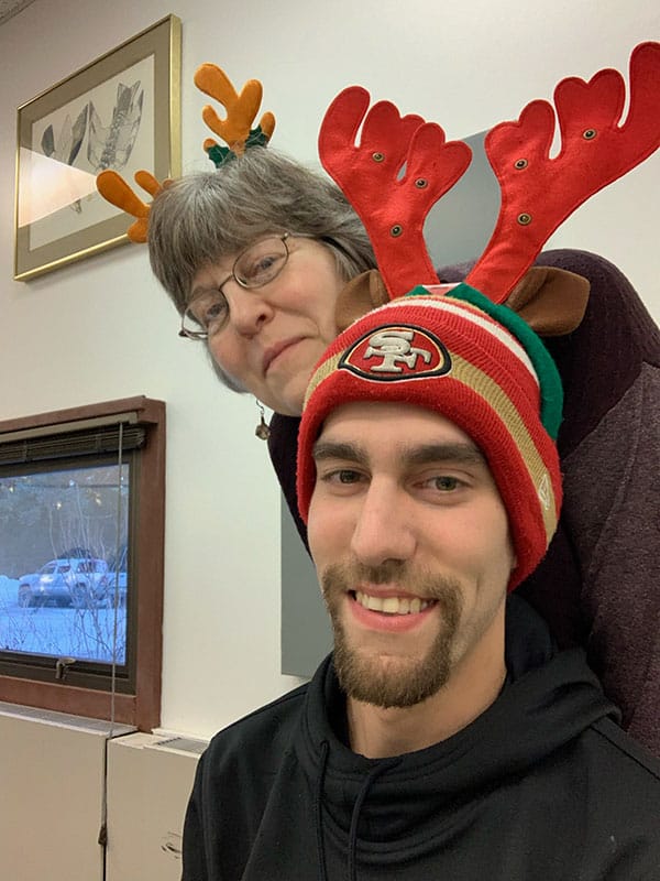 Man and Woman with antler headbands on